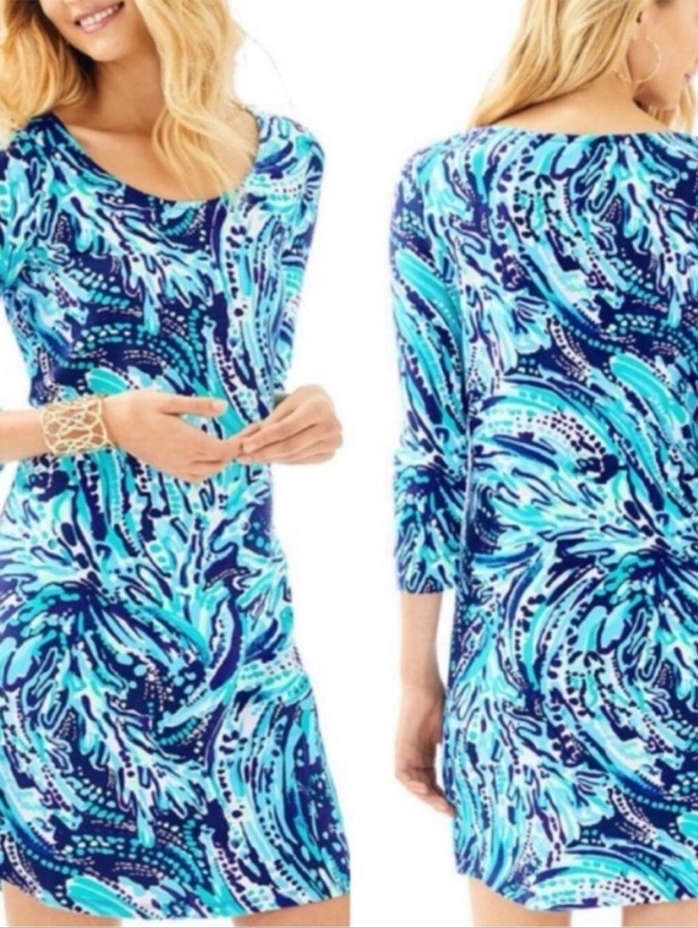 Lilly Pulitzer Tammy Crash The Bash fitted knit dress NWT XXS $138 blue paisley